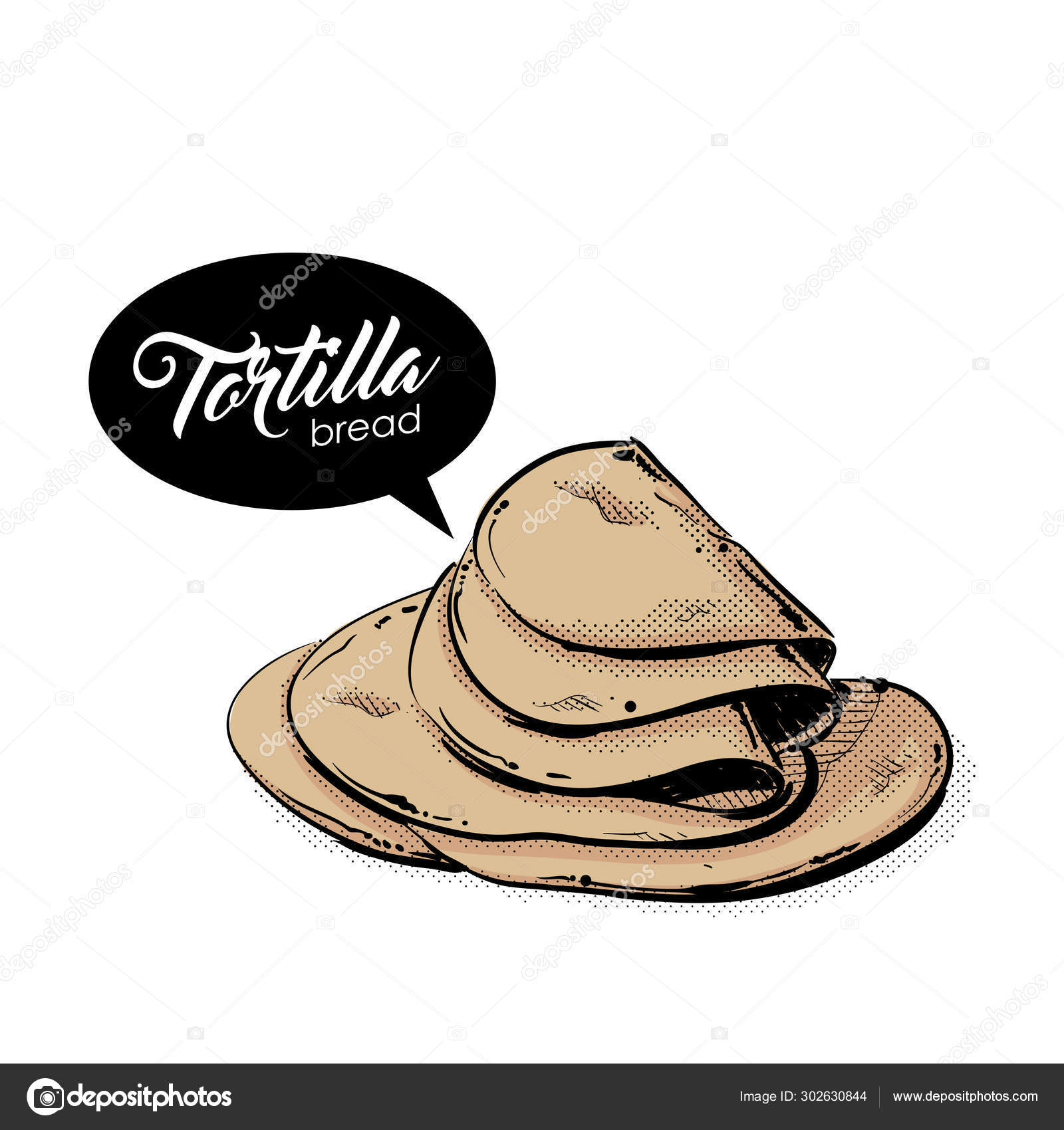 Dibujo de tortilla. Estilo de boceto. Vector . vector, gráfico