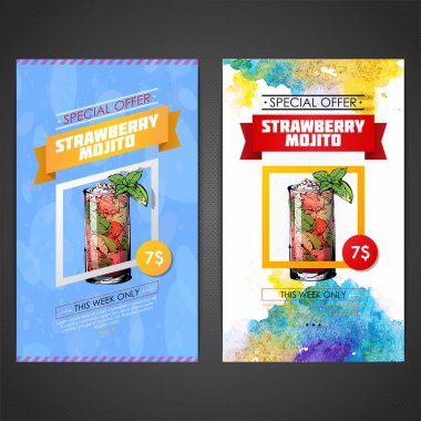 Kokteyl posteri. Suluboya + çizim stili.