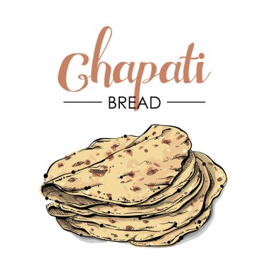 Chapati ekmek çizimi. Çizim stili. Vektör.