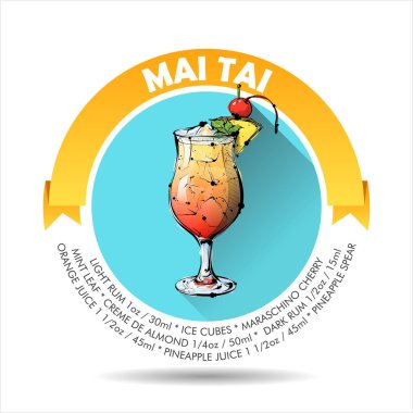 Kokteyl vektör simgesi + tarifi. Koleksiyon.