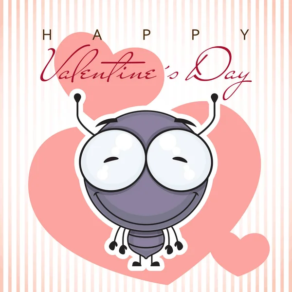 Vector Valentine 's day card with cartoon ant character . — стоковый вектор
