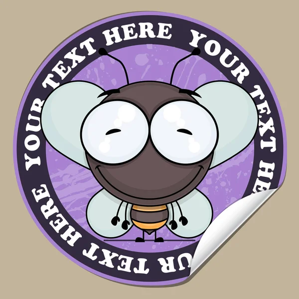 Sticker met grappige cartoon Bee. Vector illustratie. — Stockvector