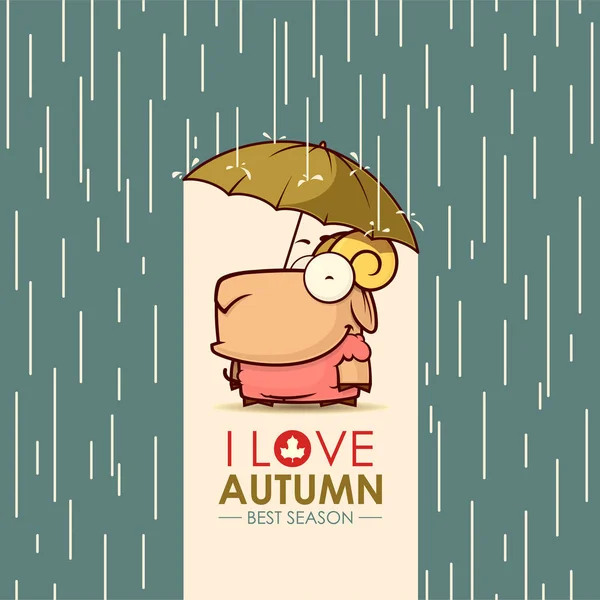 Cartão de saudação de outono com caráter animal engraçado . — Vetor de Stock
