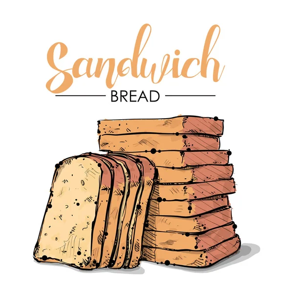 Sandwich brood tekening. Schets stijl. Vector. — Stockvector