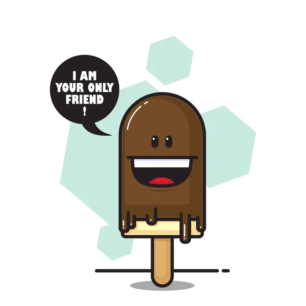 Personagem de sorvete de desenhos animados. Ilustração vetorial — Vetor de Stock