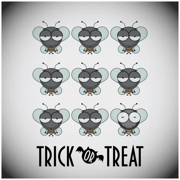 Halloween greeting card with cartoon bee. Vector illustration. — Stock Vector