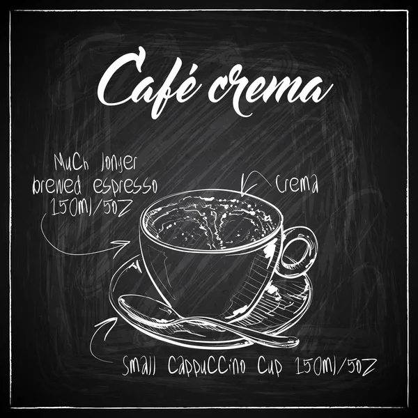 Ilustração de café desenhado à mão em um fundo de quadro. Vecto. —  Vetores de Stock