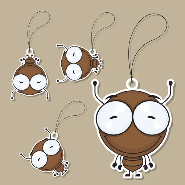 Set of tags ith funny cartoon ant. Vector illustration. — Stock Vector