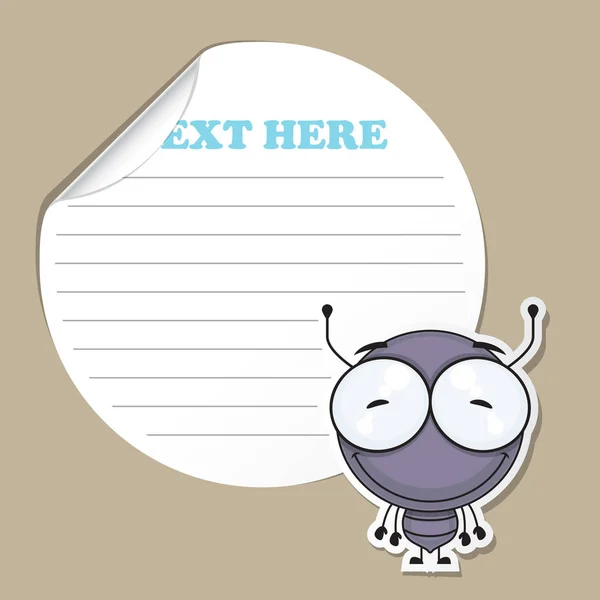 Sticker avec drôle de fourmi de dessin animé. Illustration vectorielle . — Image vectorielle