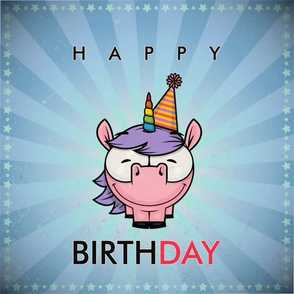 Tarjeta con carácter unicornio. Ilustración vectorial . — Archivo Imágenes Vectoriales