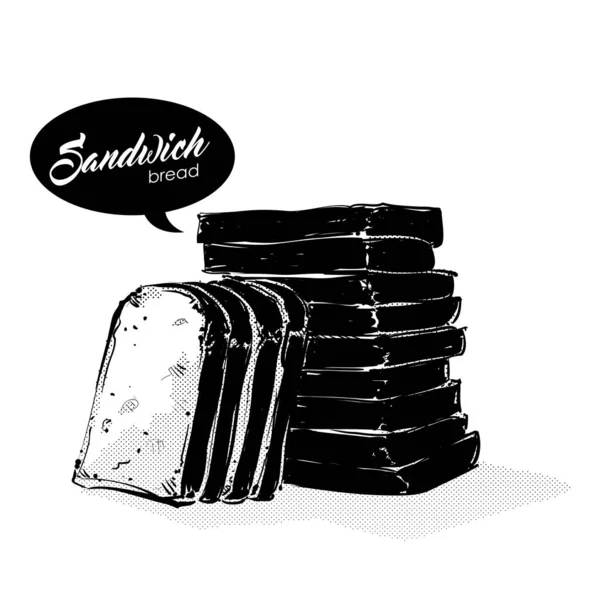 Dessin au pain sandwich. Style croquis. Vecteur . — Image vectorielle