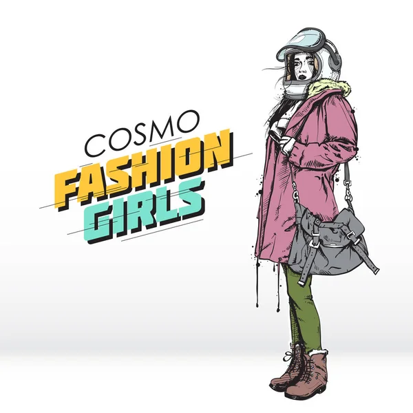 Cosmo fashion illustration. Vector collection. — Stock Vector