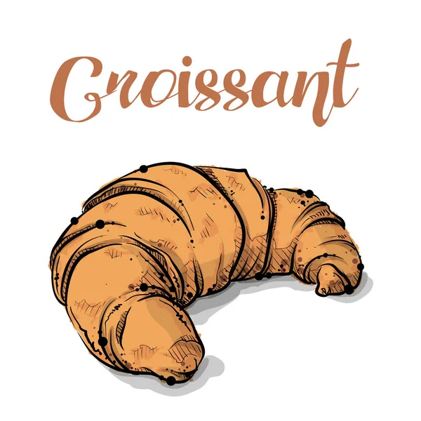 Croissant Chléb Styl Náčrt Vektorové — Stockový vektor