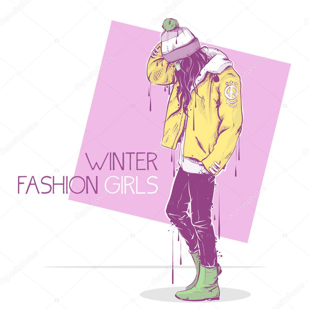 Fashion poster in pastel colors.