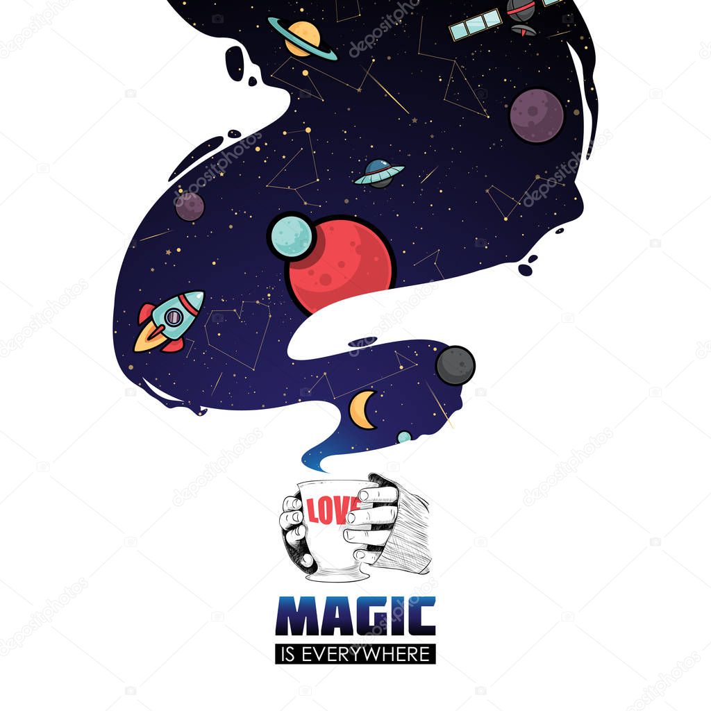 Abstract magic space illustration. Vector collection.