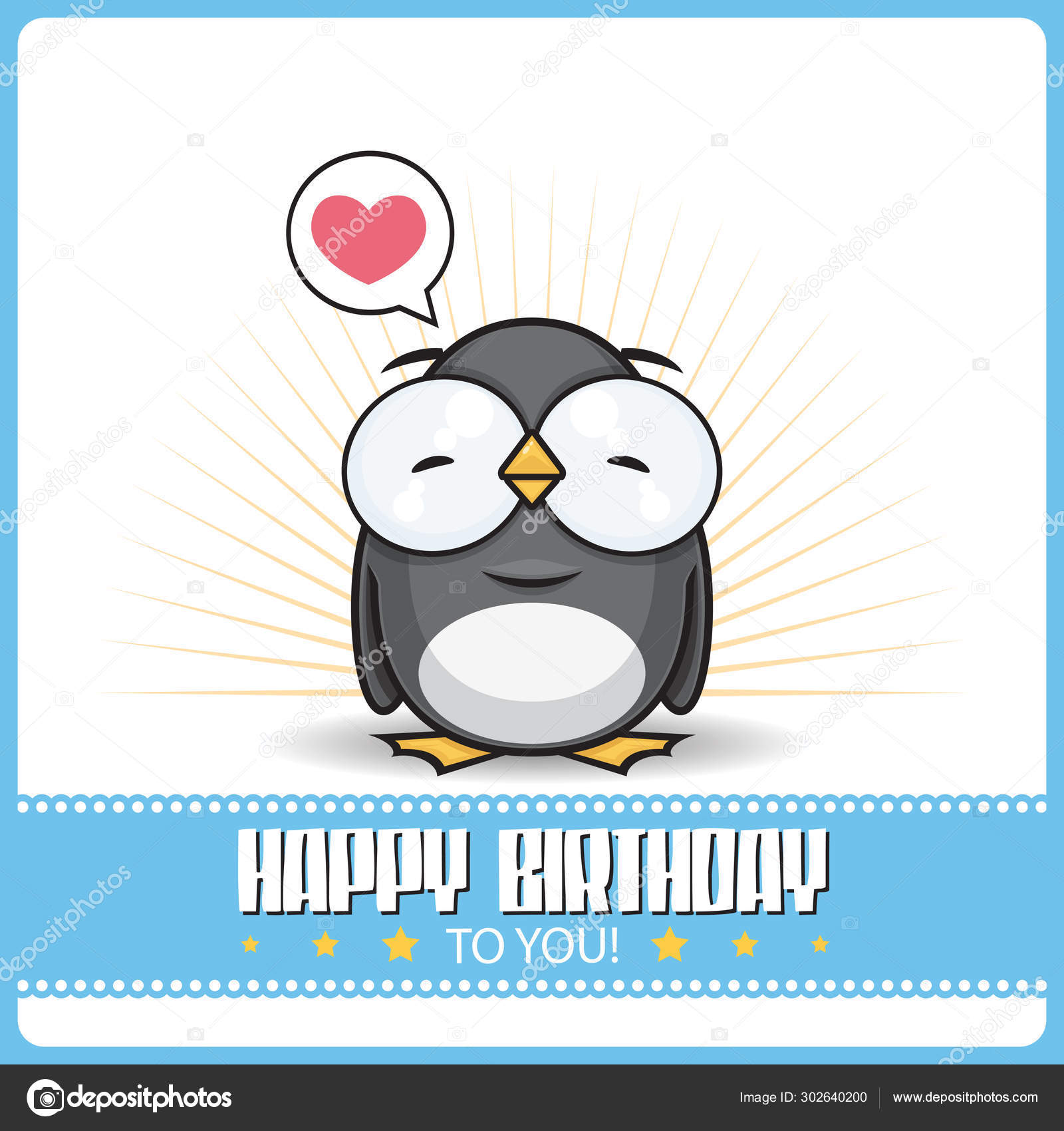 Lustige Glückwunschkarte zum Geburtstag mit CartoonPinguinCharakter
