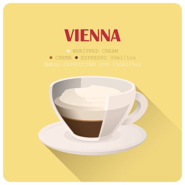 Tarifi ile kahve fincanı simgesi. Vektör çizimi.