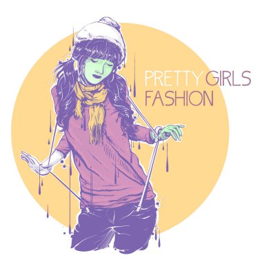 Pastel renklerde moda afişi.