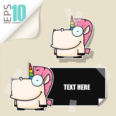 Güzel tek boynuzlu at karakteri ile vektör elemanı.