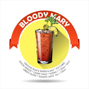 Kokteyl vektör simgesi + tarifi. Koleksiyon.