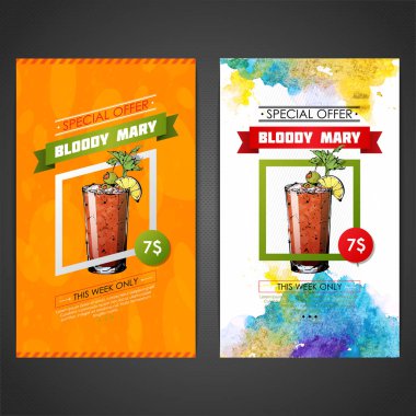 Kokteyl posteri. Suluboya + çizim stili.