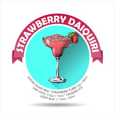 Kokteyl ve tarifi Vektör simgesi. Koleksiyon.