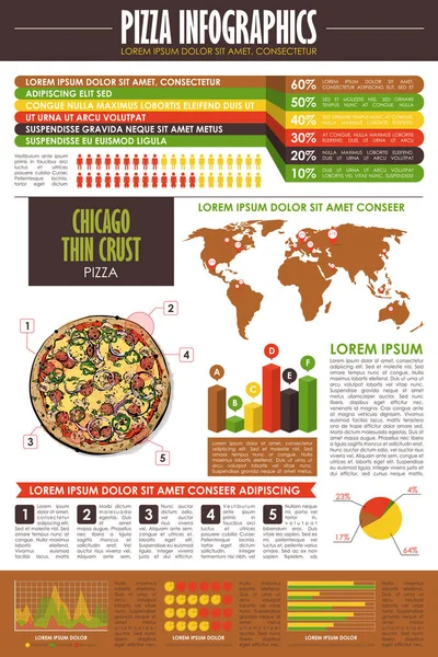 Pizza infographic collectie. Vector diagrammen en diagrammen Templat — Stockvector