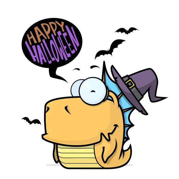 Halloween greeting card with cartoon alien. Vector illustration. — Stock Vector