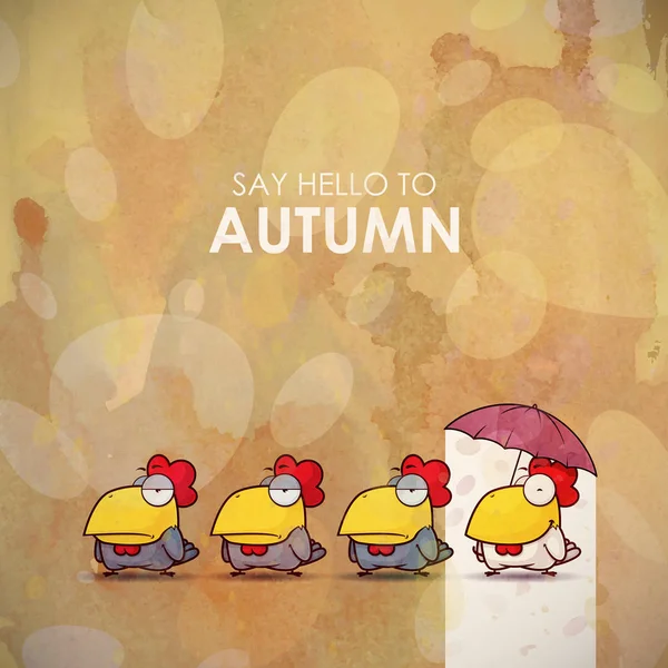 Herbst-Grußkarte mit lustigem Tiercharakter. — Stockvektor