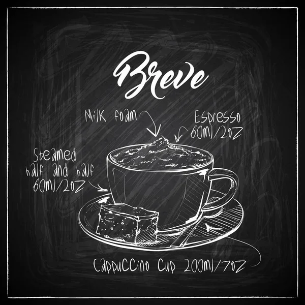 Handgezeichnete Kaffee-Illustration auf Kreidetafel-Hintergrund. Vecto — Stockvektor