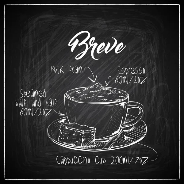 Ilustración de café dibujado a mano sobre un fondo de pizarra. Vecto. — Archivo Imágenes Vectoriales