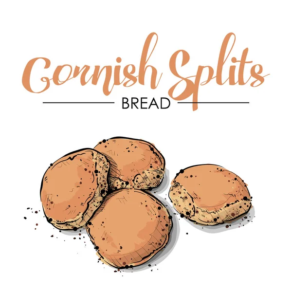 Cornish splitst brood tekening. Schets stijl. Vector. — Stockvector