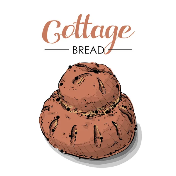 Cottage brood tekening. Schets stijl. Vector. — Stockvector