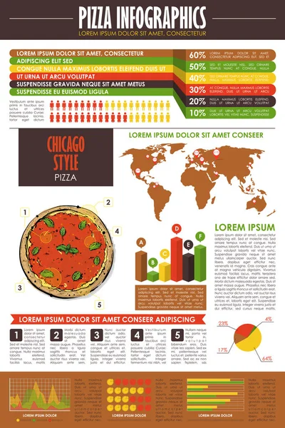 Pizza infographic collectie. Vector diagrammen en diagrammen Templat — Stockvector