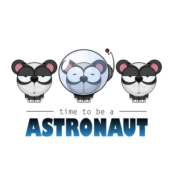 Es hora de ser astronauta. Tarjeta con carácter vector panda . — Vector de stock