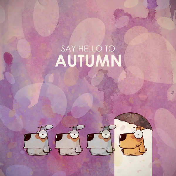 Tarjeta de felicitación de otoño con carácter animal divertido . — Vector de stock