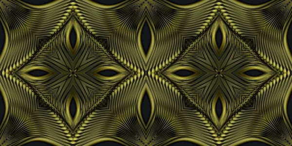 Black Background Gold Patterns Computer Graphics Can Used Design Textiles — Stock Photo, Image