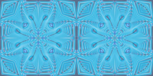Blauer Abstrakter Symmetrischer Hintergrund Blautönen Mit Goldenen Mustern Ist Computergrafik — Stockfoto