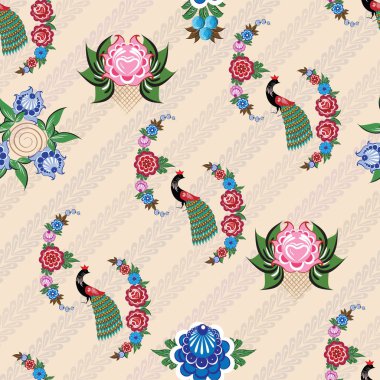 Halk Rus desenleri ile sorunsuz arka plan bilgisayar grafikleri ve tasarım projeleri çeşitli baskı sanayi tekstil tasarımında kullanılan