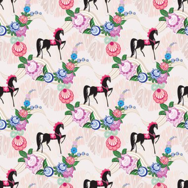 Halk Rus desenleri ile sorunsuz arka plan bilgisayar grafikleri ve tasarım projeleri çeşitli baskı sanayi tekstil tasarımında kullanılan