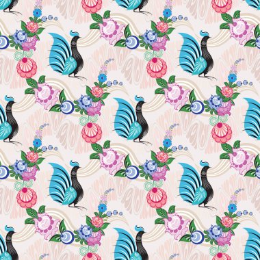 Halk Rus desenleri ile sorunsuz arka plan bilgisayar grafikleri ve tasarım projeleri çeşitli baskı sanayi tekstil tasarımında kullanılan