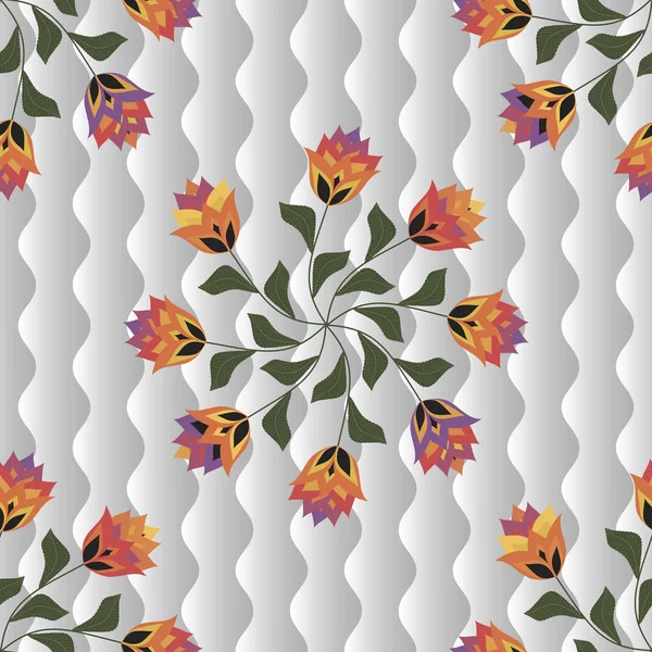 花のシームレスなベクトル背景は コンピュータグラフィックスであり 様々なデザインプロジェクトで 印刷業界で 繊維の設計に使用することができます — ストックベクタ