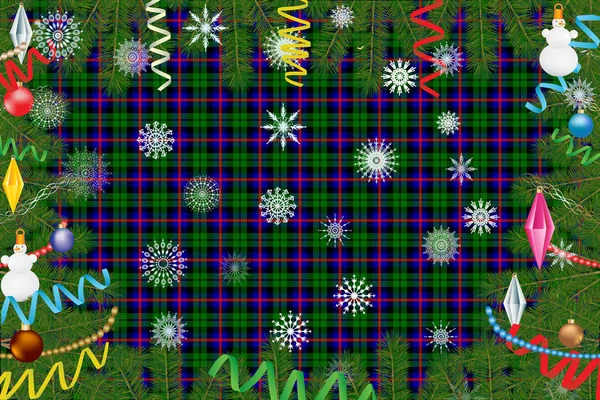 Tartan Durham à la base pour une carte de Noël ou du Nouvel An ou pour concevoir un site Web dans un style de Noël avec un style écossais — Image vectorielle