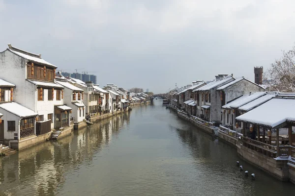 Wuxi, China, a river in the city, 2 banks of the river bank are residential areas for urban residents