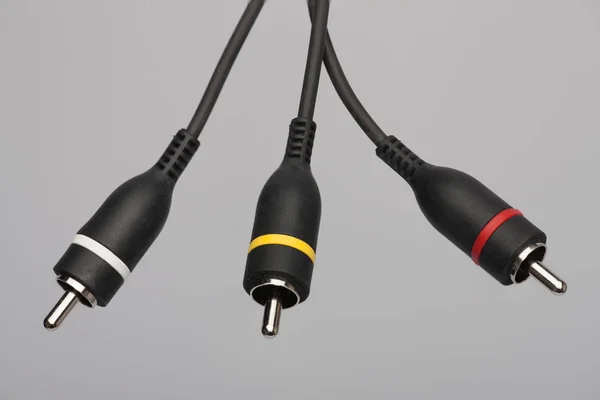 Varios Cables Con Conectores Rca Para Audio Vídeo Segundo Plano — Foto de Stock