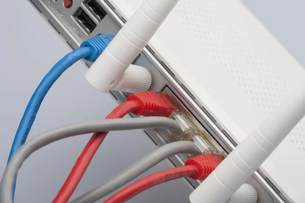 커넥터를 라우터를 스위치 네트워크 케이블 — 스톡 사진