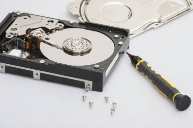 Demonte sabit disk ile olan araçları yanında veri koruma alegori kavramı demonte