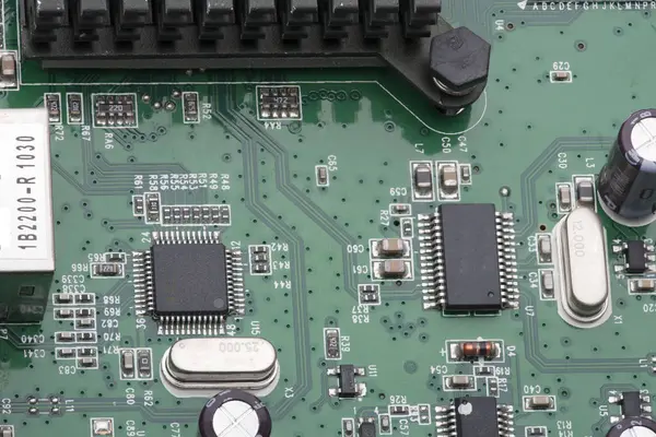 回路基板 電子計算機ハードウェア技術 マザーボードのデジタルチップ 科学技術の背景 統合通信プロセッサ 情報工学コンポーネント — ストック写真