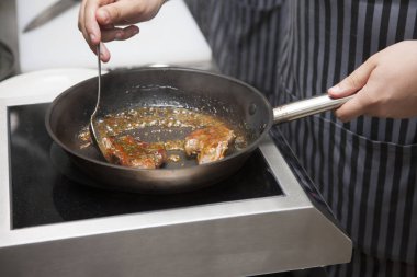 Kuzu soyut resim bir arka plan olarak kullanmak üzere yemek ellerini Şef