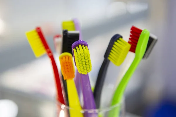 Toothbrushes Blurred Background Can Used Background Close — Stock Photo, Image